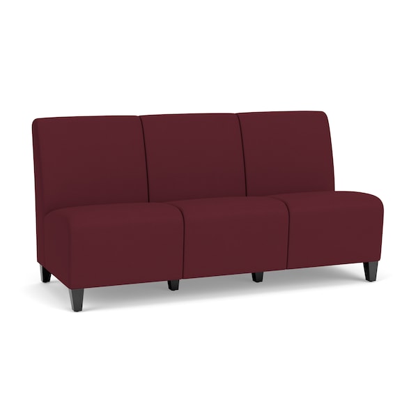 Lesro Siena Lounge Reception Armless 3 Seat Tandem Seating No Center Arms, Black, OH Wine Upholstery SN3102 - main